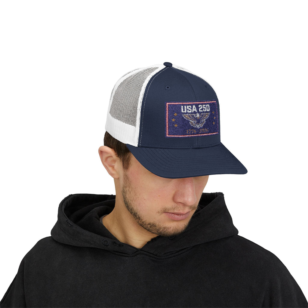 USA 250 Snapback Trucker Cap | American Semiquincentennial Hat | Patriotic Eagle Baseball Cap | 1776-2026 Anniversary Gift