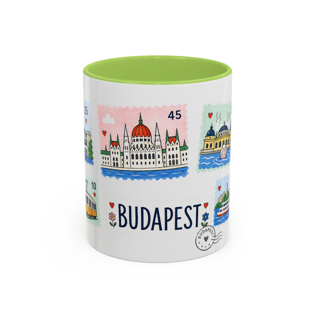 Budapest Coffee Mug | Postage Stamp Collage Mug | Travel Souvenir Accent Cup 11oz 15oz