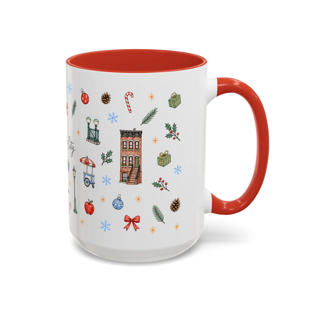 New York City Christmas Mug | Watercolor City Souvenir | Ceramic Coffee Cup