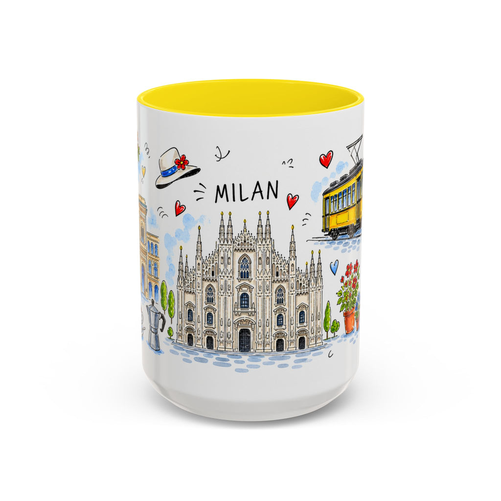 Milan Travel Mug | European City Souvenir Accent Coffee Mug | 11oz 15oz Ceramic Cup