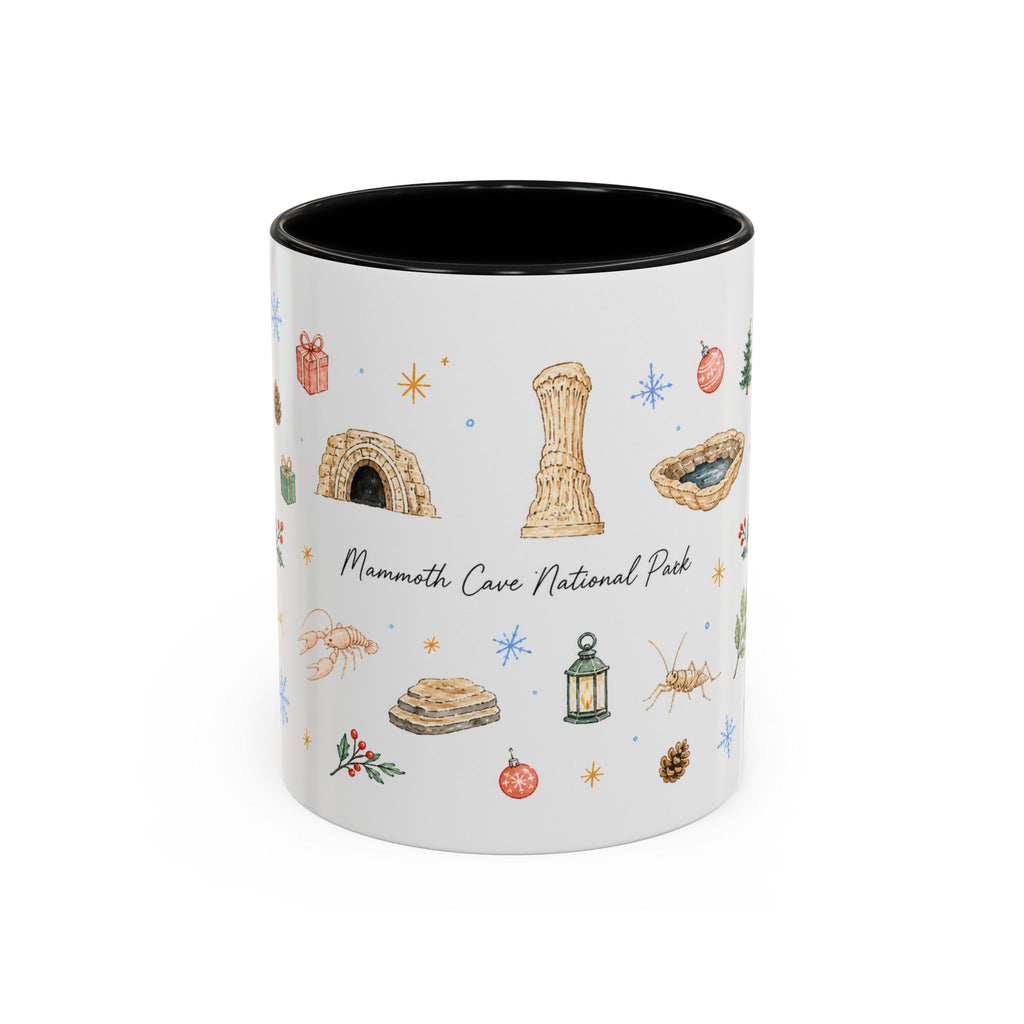 Mammoth Cave National Park Christmas Mug | Watercolor Travel Souvenir | Holiday Gift | Accent Ceramic Coffee Cup 11oz 15oz