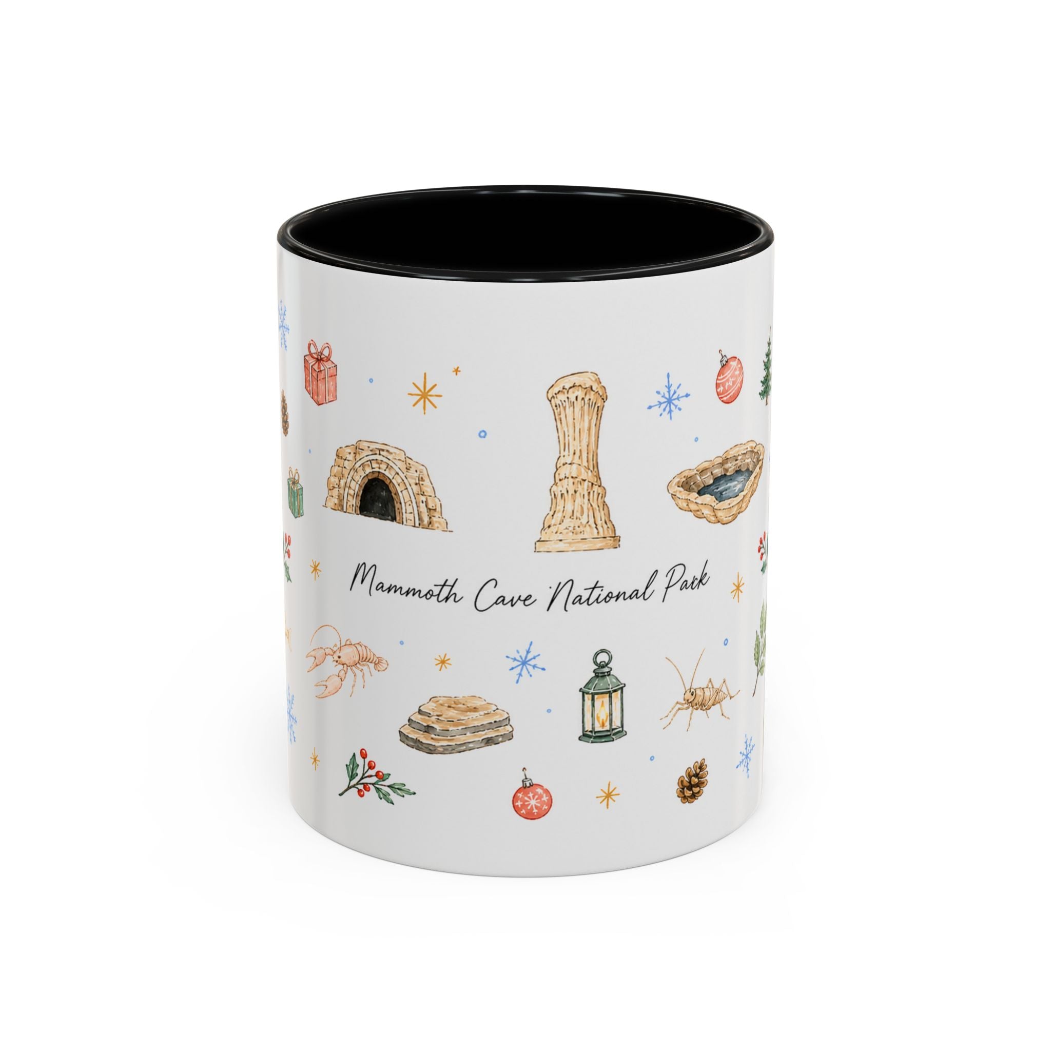 Mammoth Cave National Park Christmas Mug | Watercolor Travel Souvenir | Holiday Gift | Accent Ceramic Coffee Cup 11oz 15oz