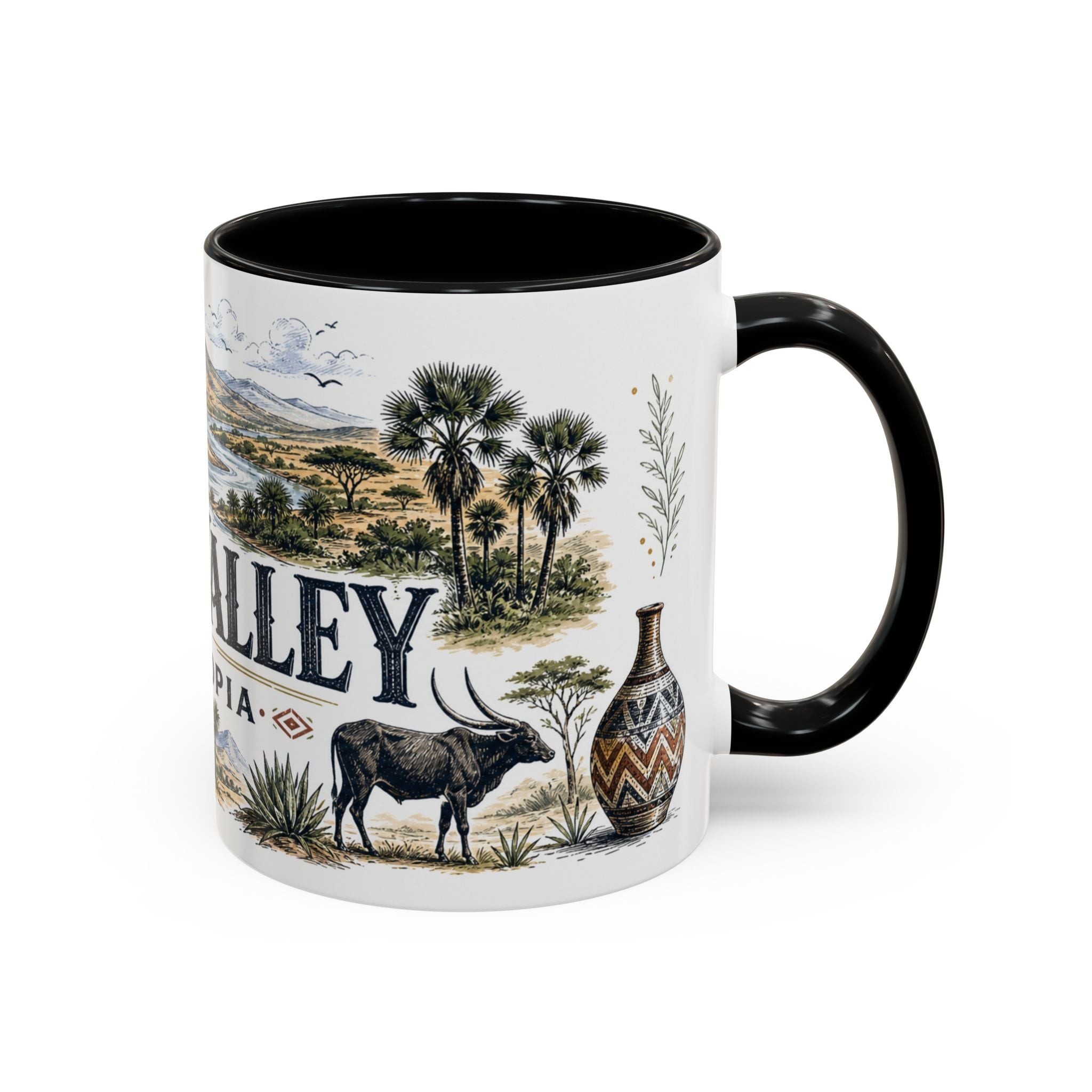 Omo Valley Mug, Ethiopia Travel Souvenir, Bucket List Gift, Accent Ceramic Coffee Mug 11oz 15oz