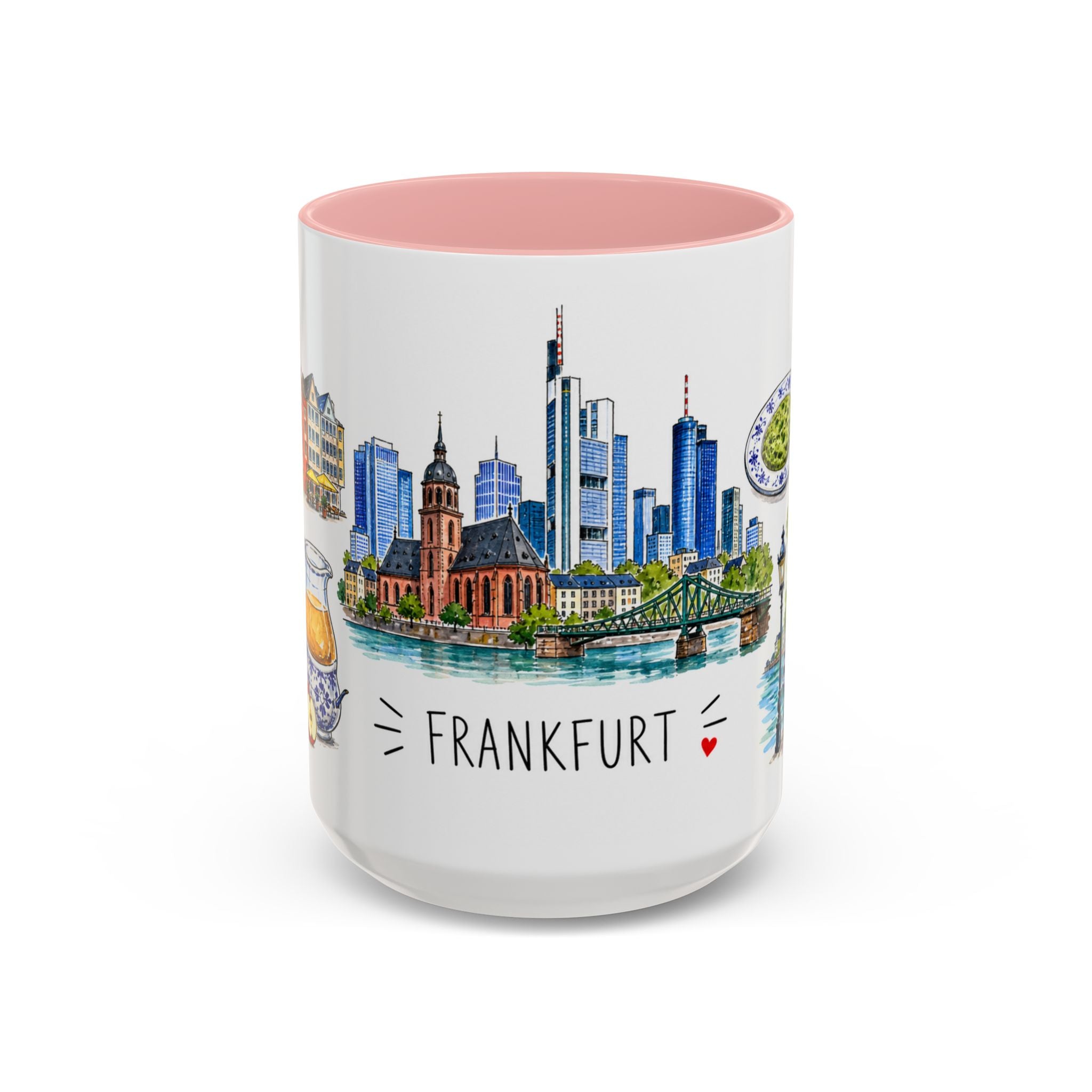 Frankfurt Illustrated Travel Mug | City Souvenir Accent Coffee Mug | 11oz 15oz Ceramic Cup