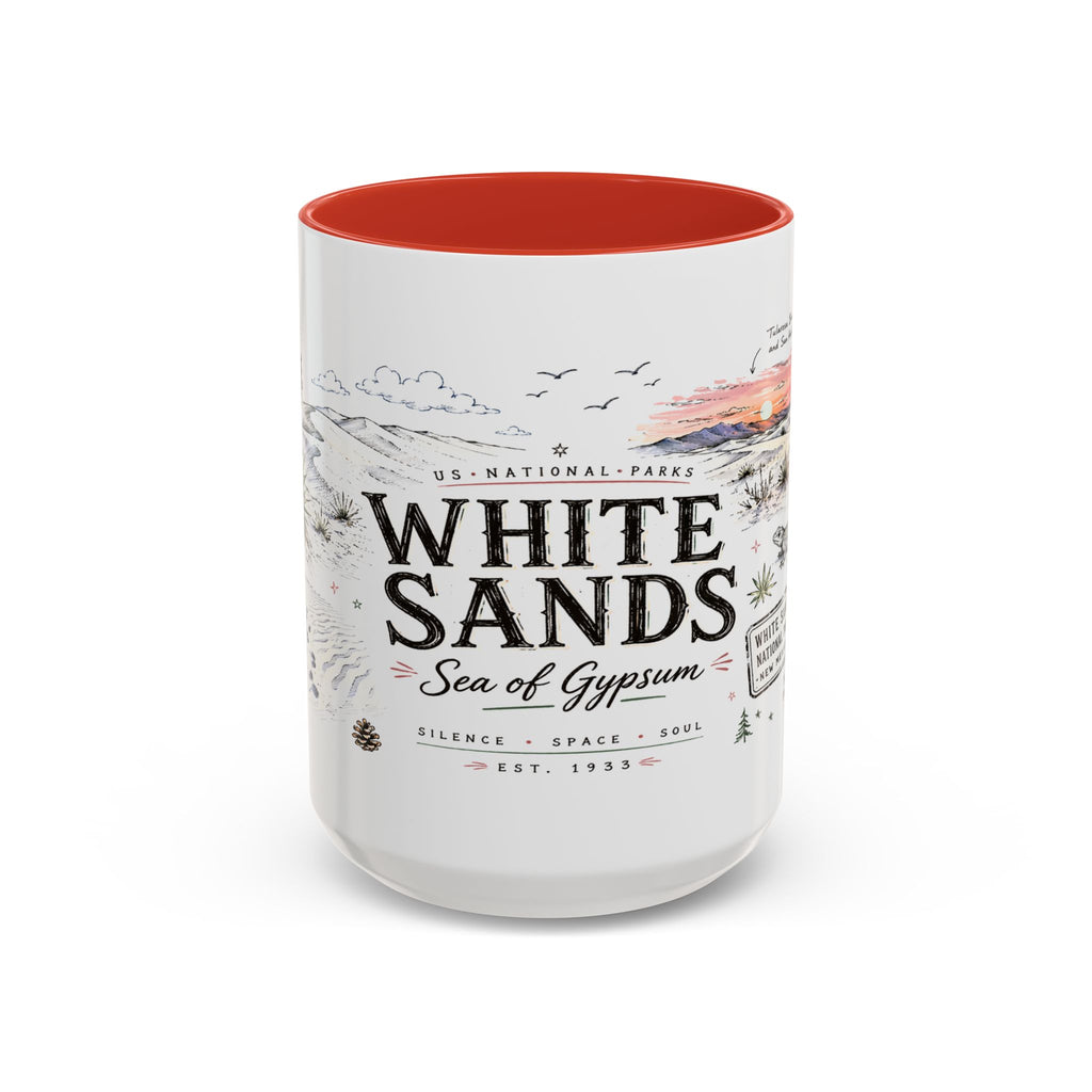White Sands National Park Coffee Mug | New Mexico Desert Sand Dunes Gift | Accent Color Ceramic 11oz 15oz