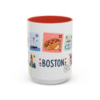Boston Coffee Mug | Postage Stamp Collage Mug | Travel Souvenir Accent Cup 11oz 15oz