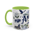 America the Beautiful Coffee Mug | Patriotic USA Gift | Accent Color Ceramic 11oz 15oz