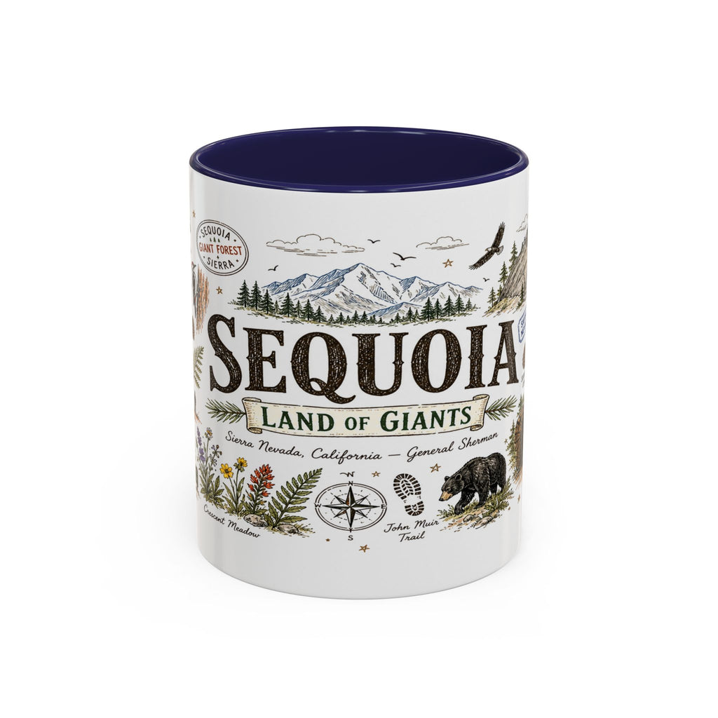 Sequoia Coffee Mug | National Park Hiking California Gift | Accent Color Ceramic 11oz 15oz