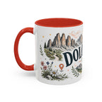 Dolomites Coffee Mug | Travel Destination Souvenir Gift | Accent Color Ceramic 11oz 15oz
