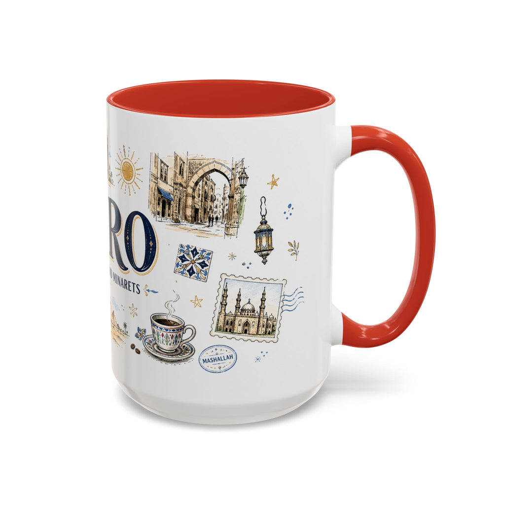 Cairo Coffee Mug | Egypt Souvenir Travel Gift | Accent Color Ceramic 11oz 15oz