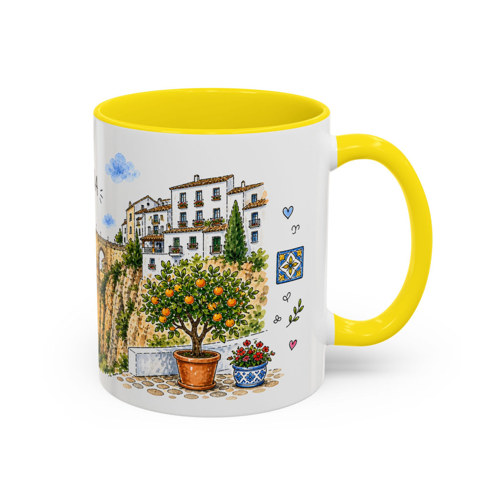 Ronda Illustrated Travel Mug | Spain Souvenir Accent Coffee Mug | 11oz 15oz Ceramic Cup
