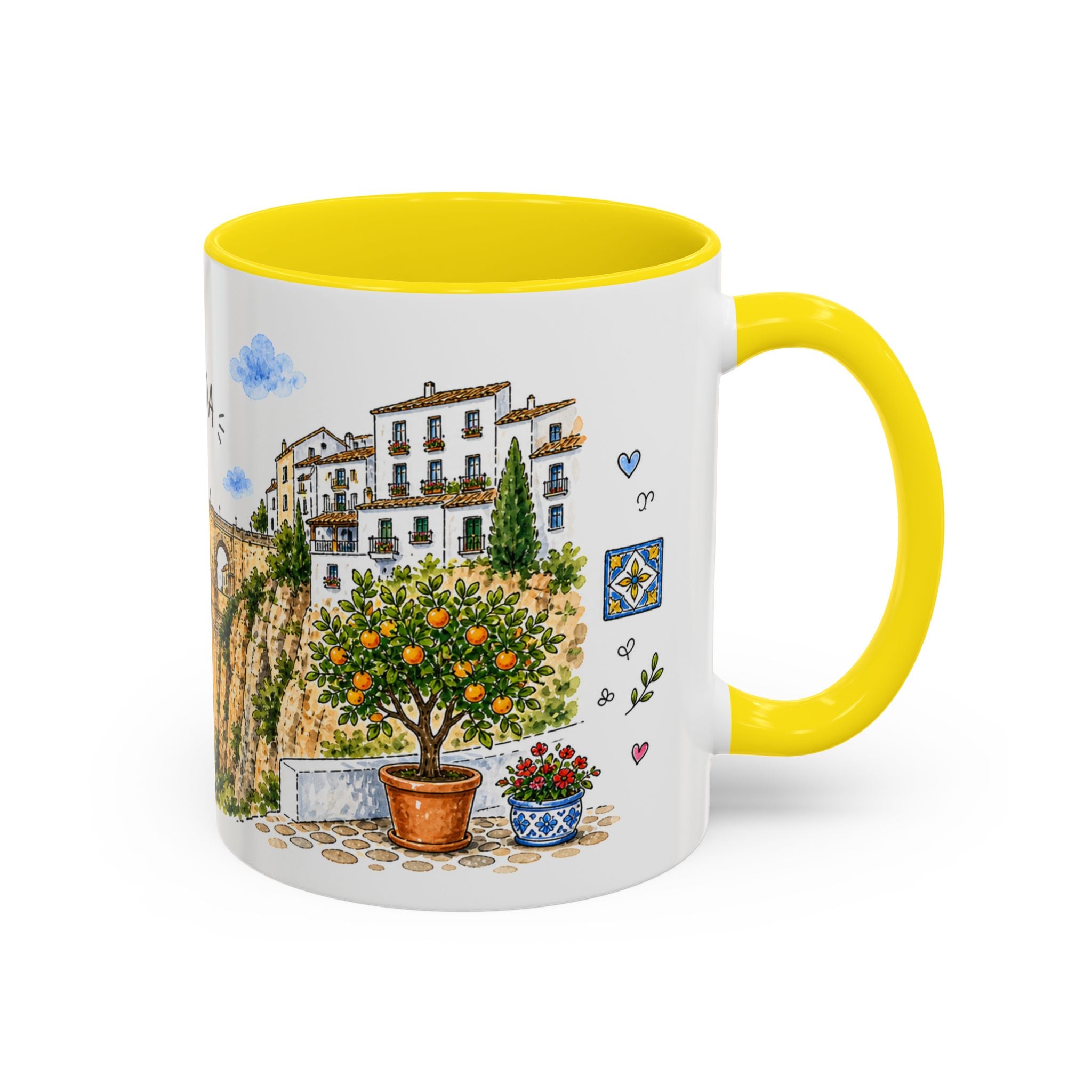 Ronda Illustrated Travel Mug | Spain Souvenir Accent Coffee Mug | 11oz 15oz Ceramic Cup
