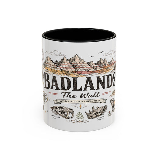 Badlands National Park Coffee Mug | South Dakota Prairie Fossil Hiking Gift | Accent Color Ceramic 11oz 15oz