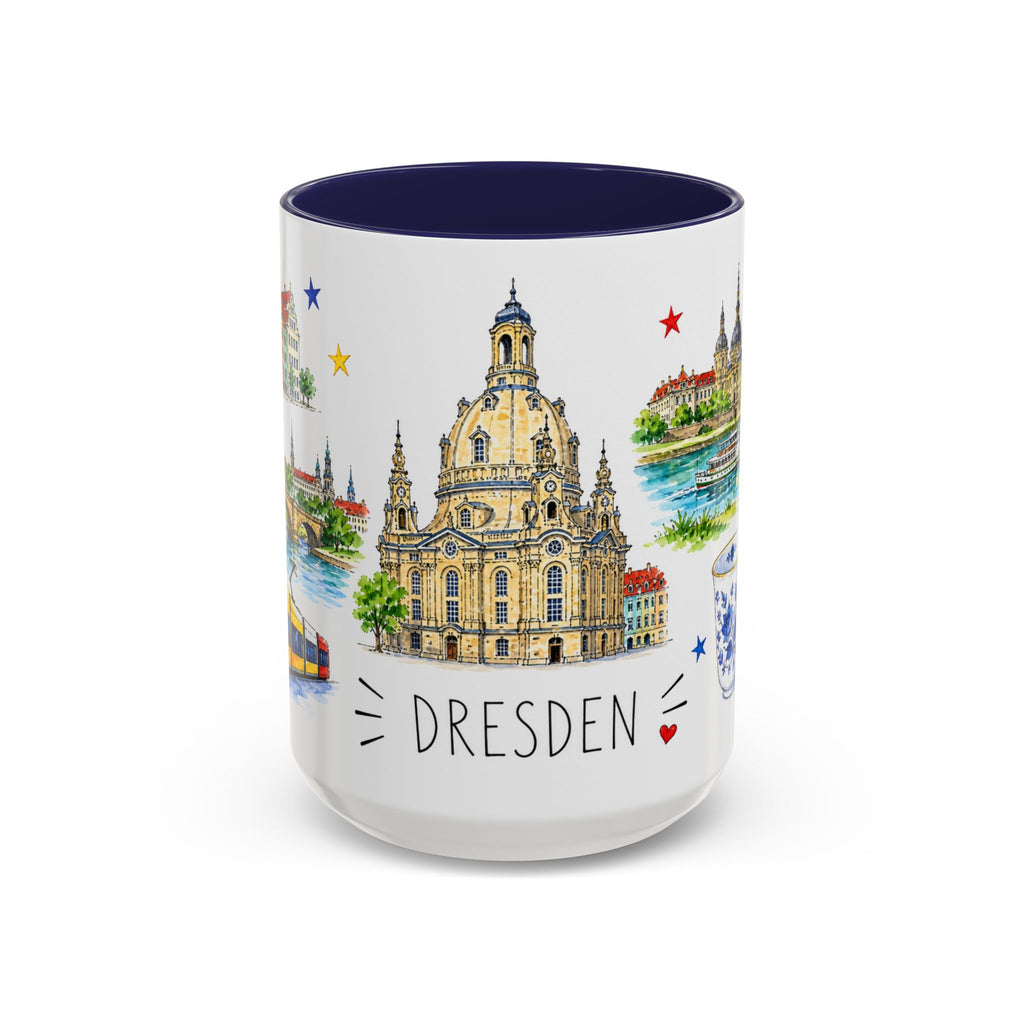 Dresden Illustrated Travel Mug | City Souvenir Accent Coffee Mug | 11oz 15oz Ceramic Cup