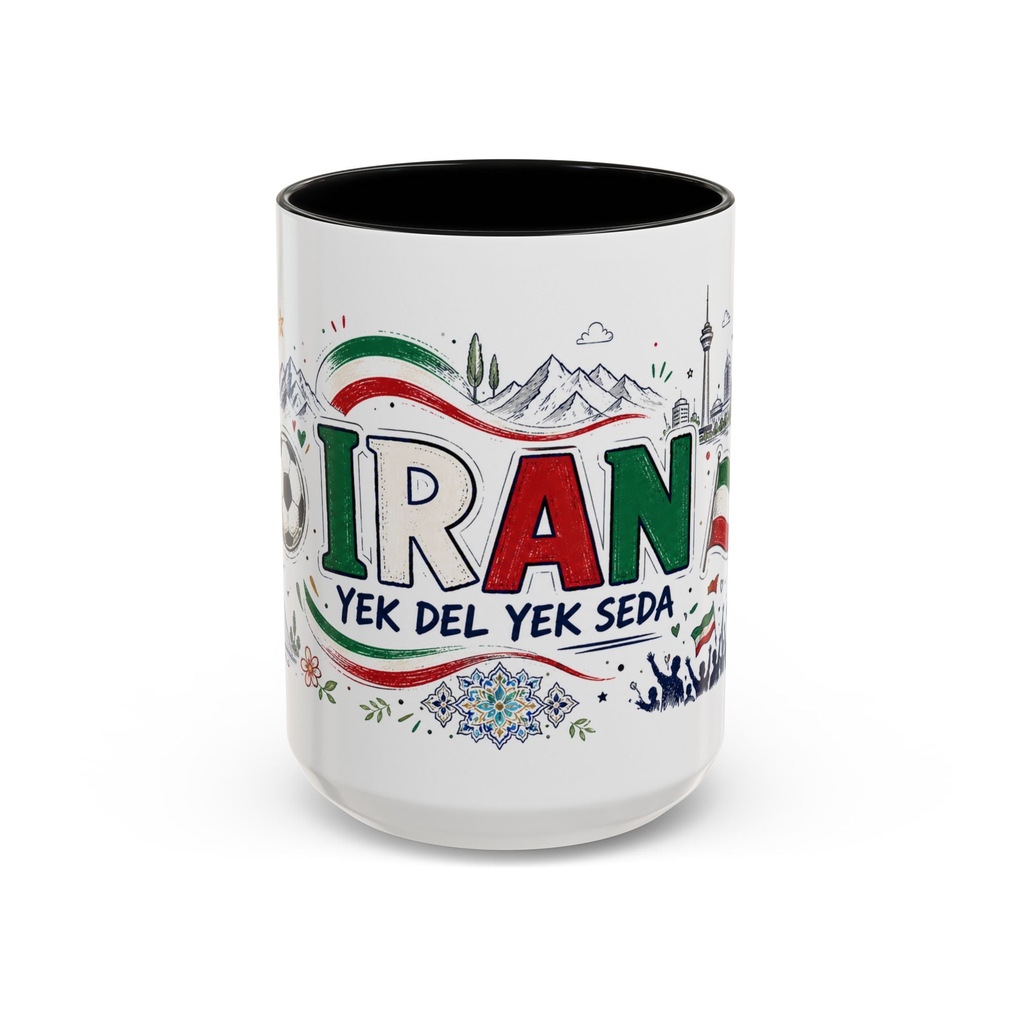 Iran Soccer Coffee Mug | World Cup Fan Gift | Accent Color Ceramic 11oz 15oz Match Day Cup