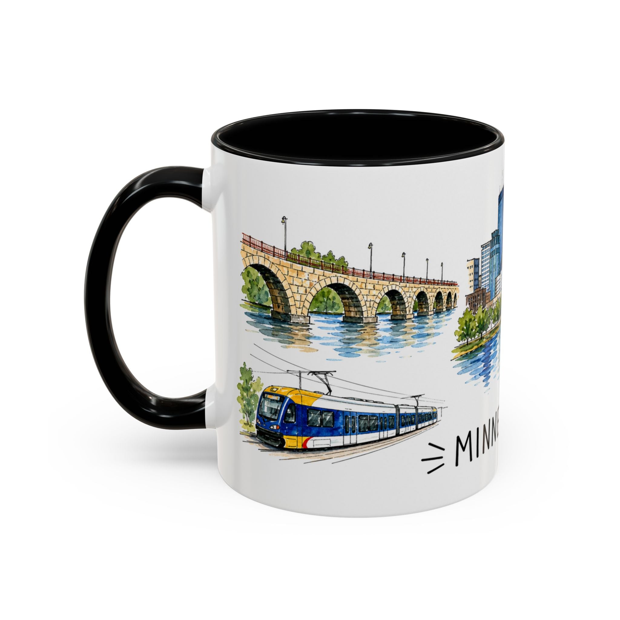 Minneapolis Illustrated Travel Mug | City Souvenir Accent Coffee Mug | 11oz 15oz Ceramic Cup