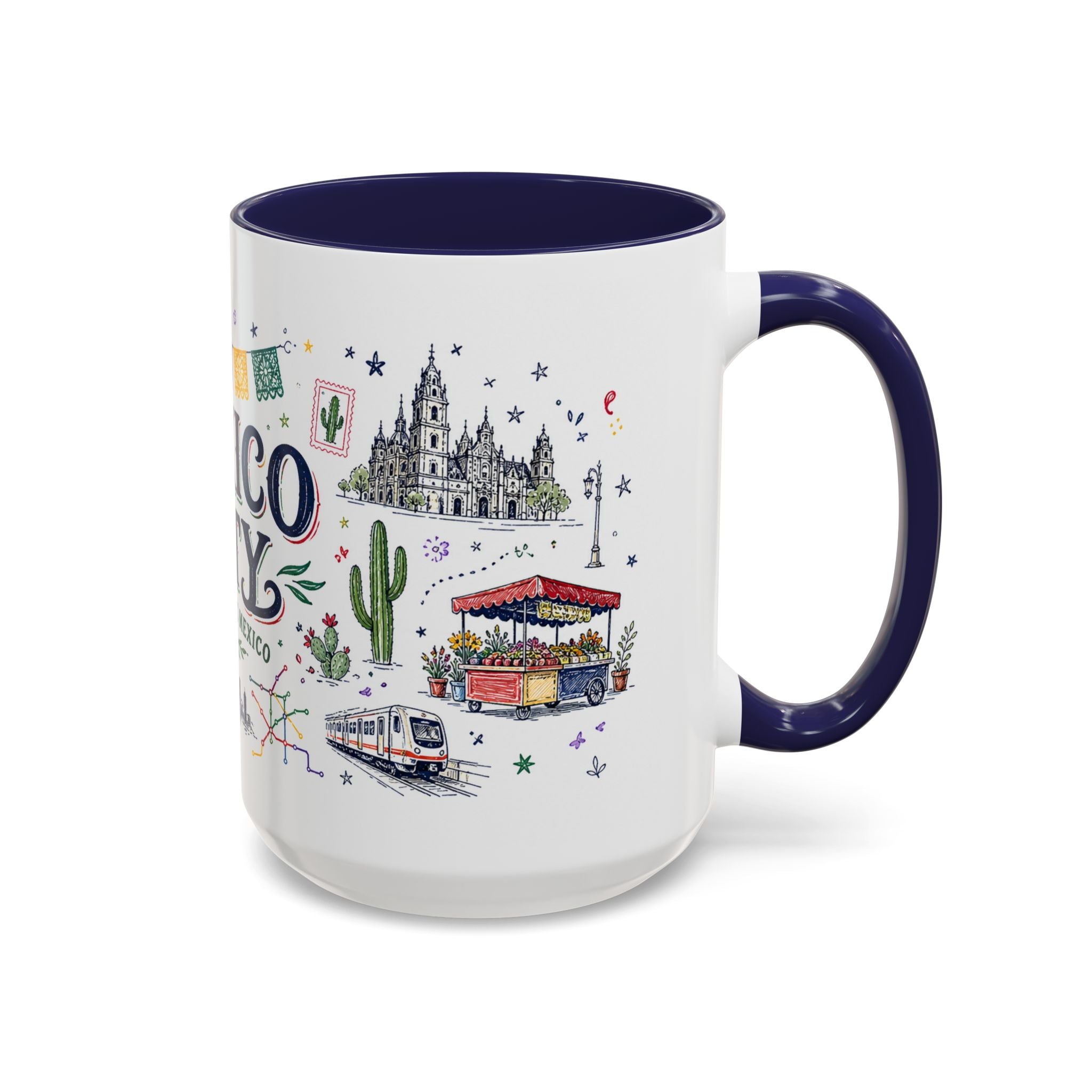 Mexico City Coffee Mug | Mexico Souvenir Travel Gift | Accent Color Ceramic 11oz 15oz