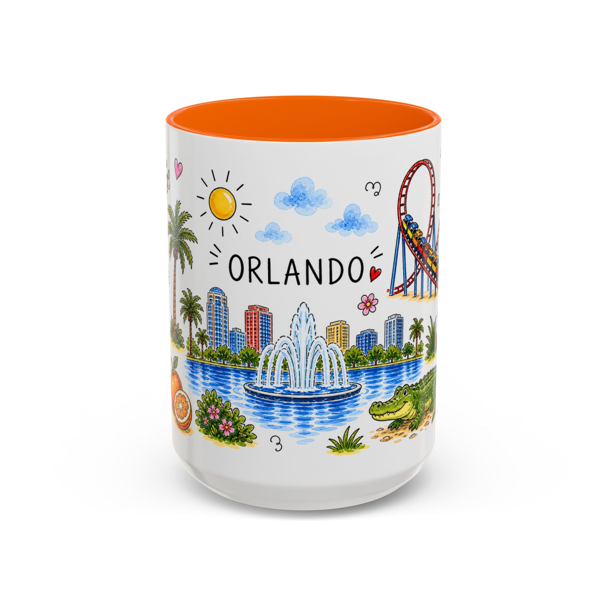 Orlando Illustrated Travel Mug | City Souvenir Accent Coffee Mug | 11oz 15oz Ceramic Cup