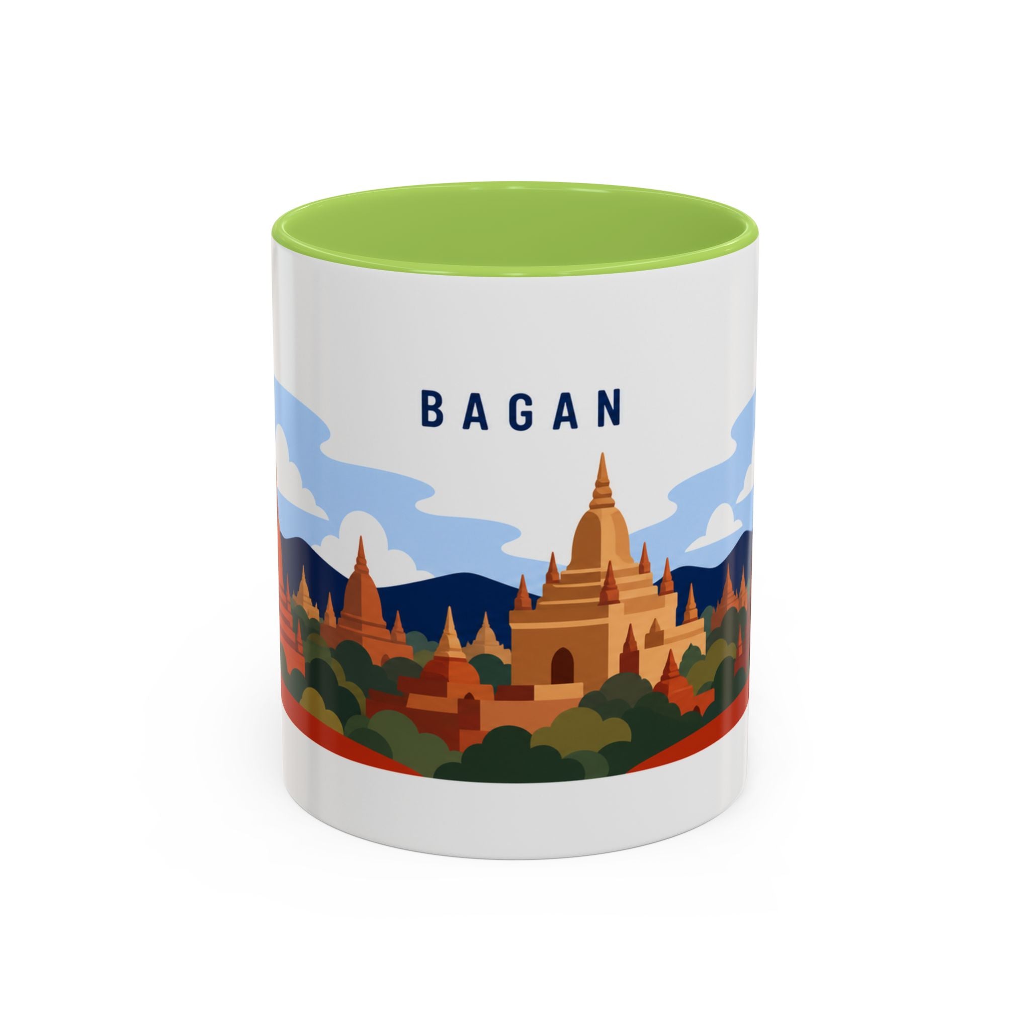 Bagan Coffee Mug | Travel Destination Souvenir Gift | Accent Color Ceramic 11oz 15oz