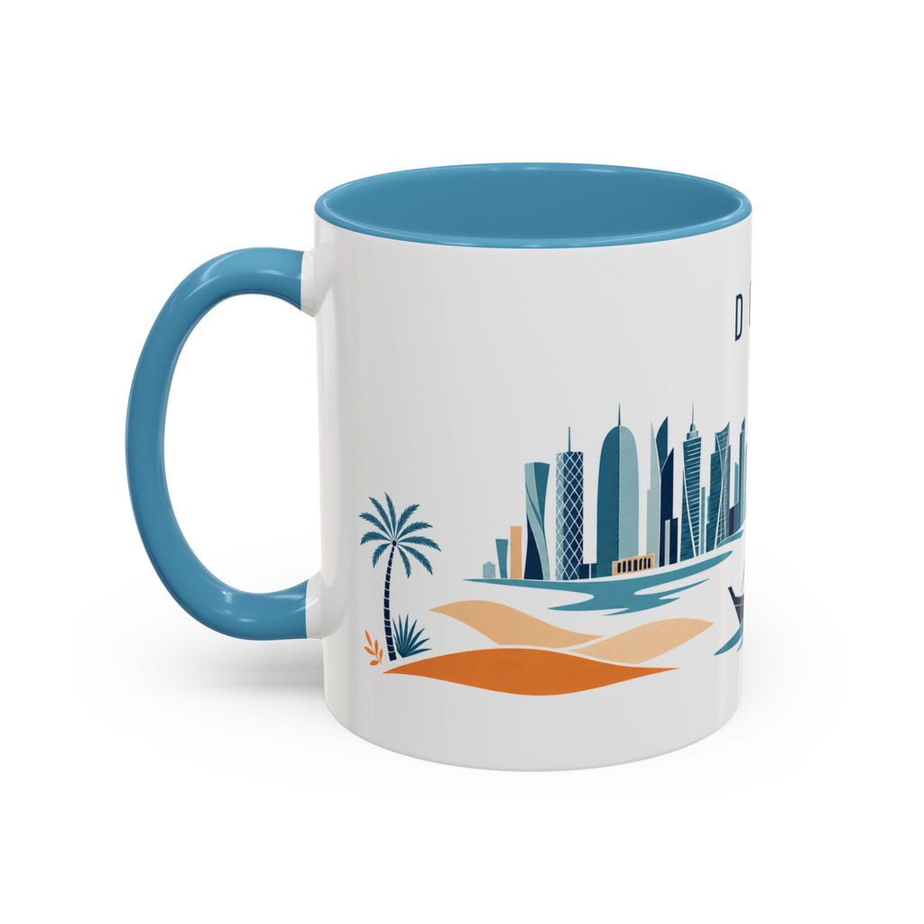 Doha Coffee Mug | Qatar Travel Souvenir | Porcelain Decal City Gift | 11oz 15oz Accent Mug