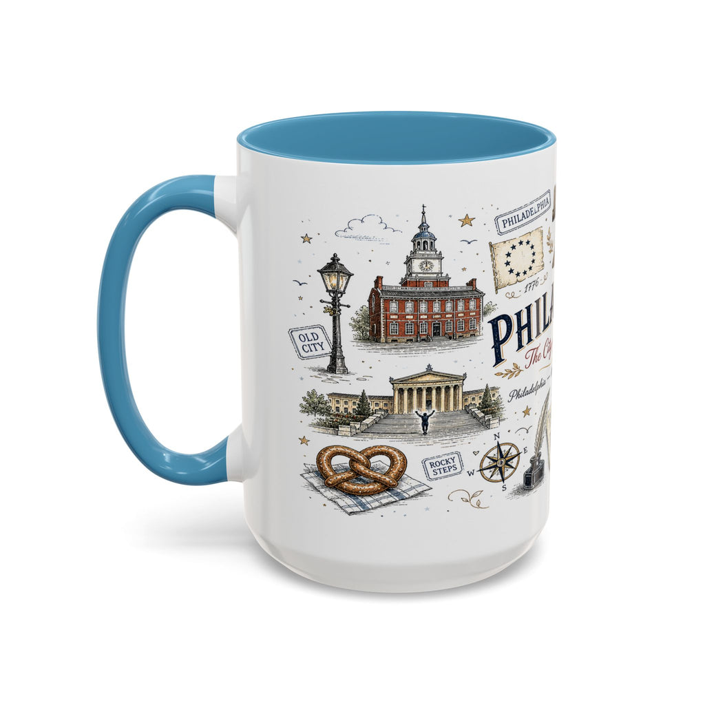 Philadelphia Coffee Mug | Pennsylvania Souvenir City Gift | Accent Color Ceramic 11oz 15oz