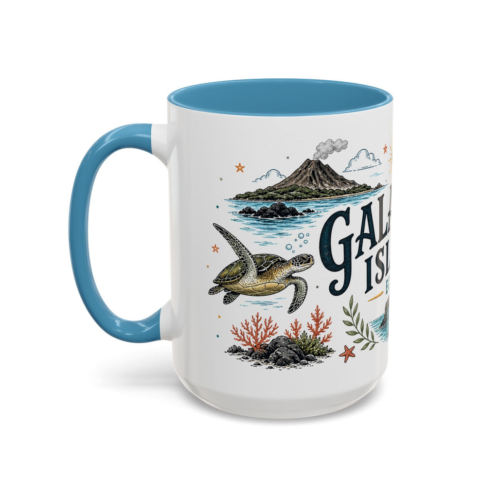 Galapagos Islands Coffee Mug | Travel Destination Souvenir Gift | Accent Color Ceramic 11oz 15oz