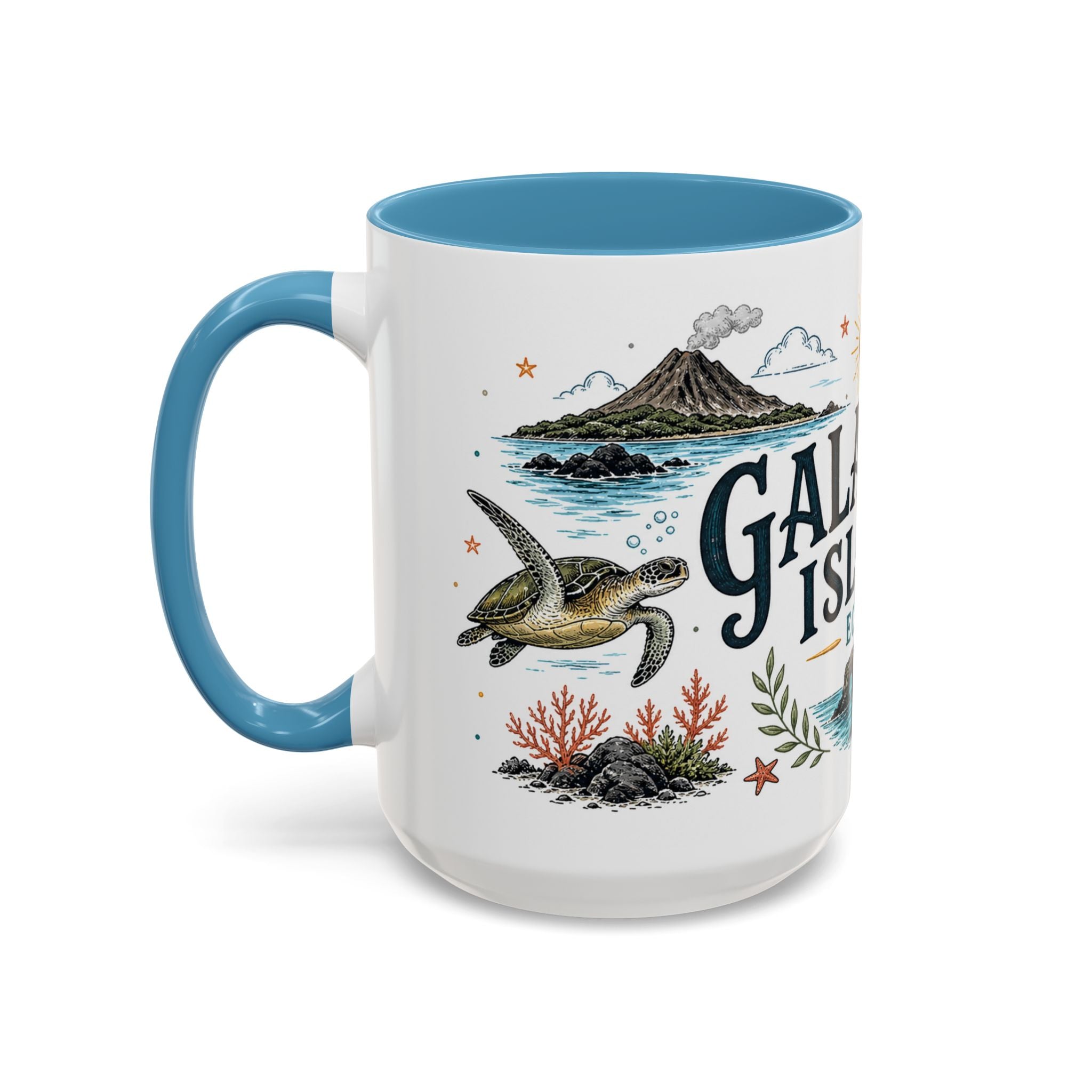Galapagos Islands Coffee Mug | Travel Destination Souvenir Gift | Accent Color Ceramic 11oz 15oz