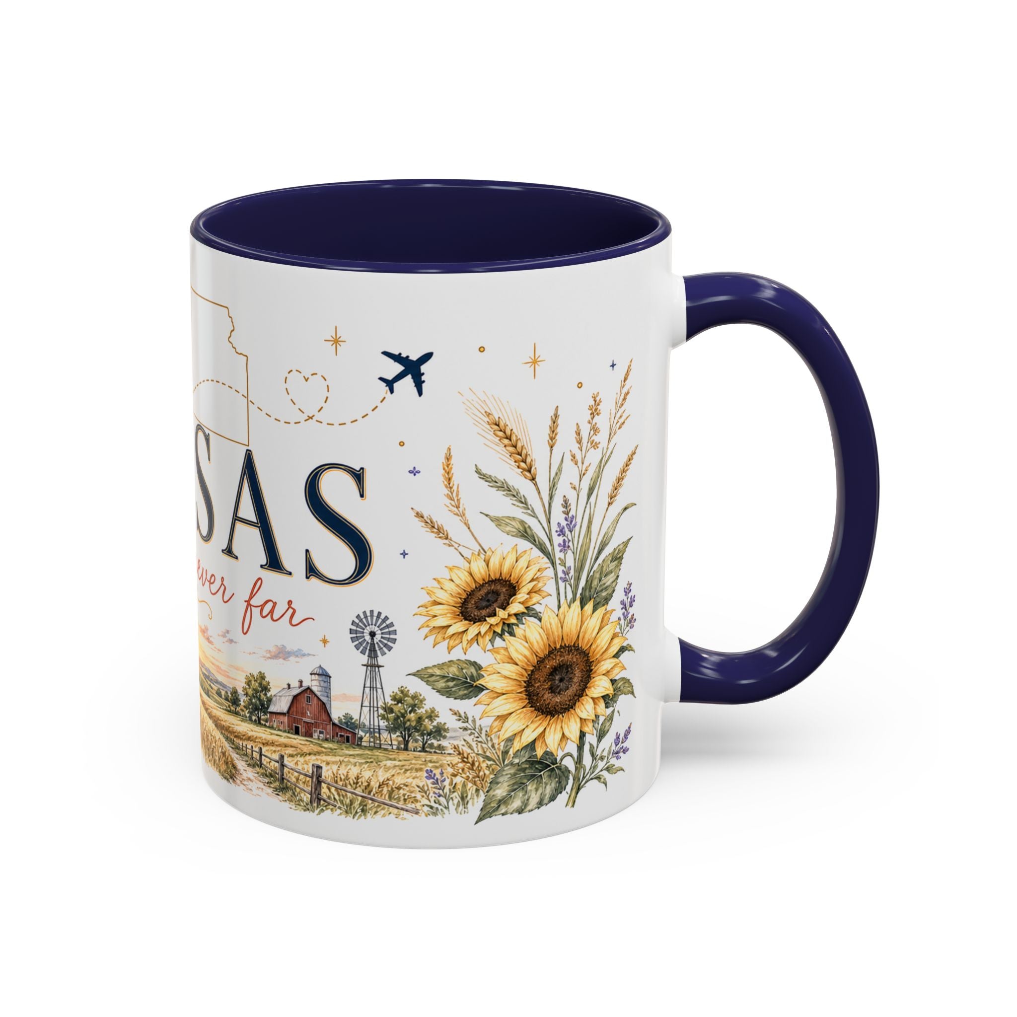 Kansas Home State Mug | Sunflower Prairie Landscape Coffee Cup