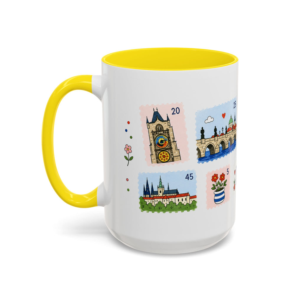 Prague Coffee Mug | Postage Stamp Collage Mug | Travel Souvenir Accent Cup 11oz 15oz
