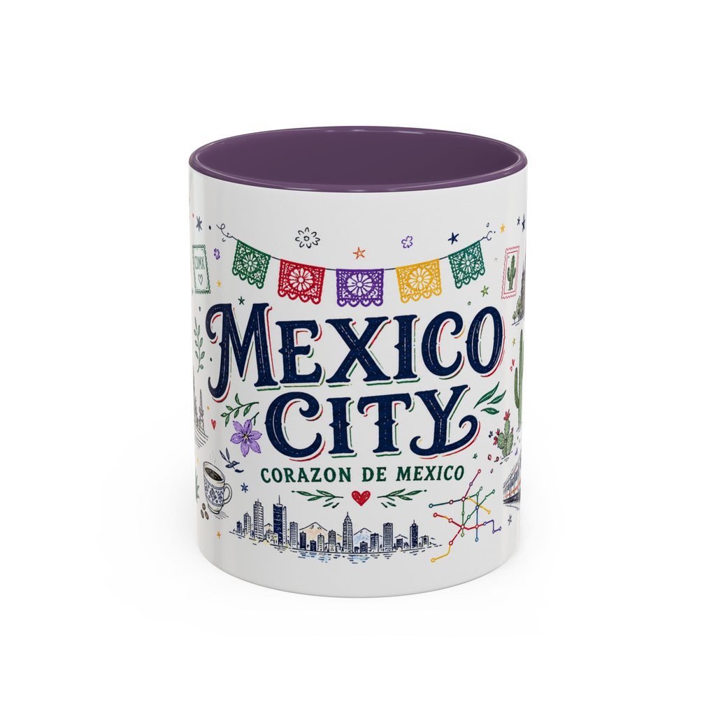 Mexico City Coffee Mug | Mexico Souvenir Travel Gift | Accent Color Ceramic 11oz 15oz