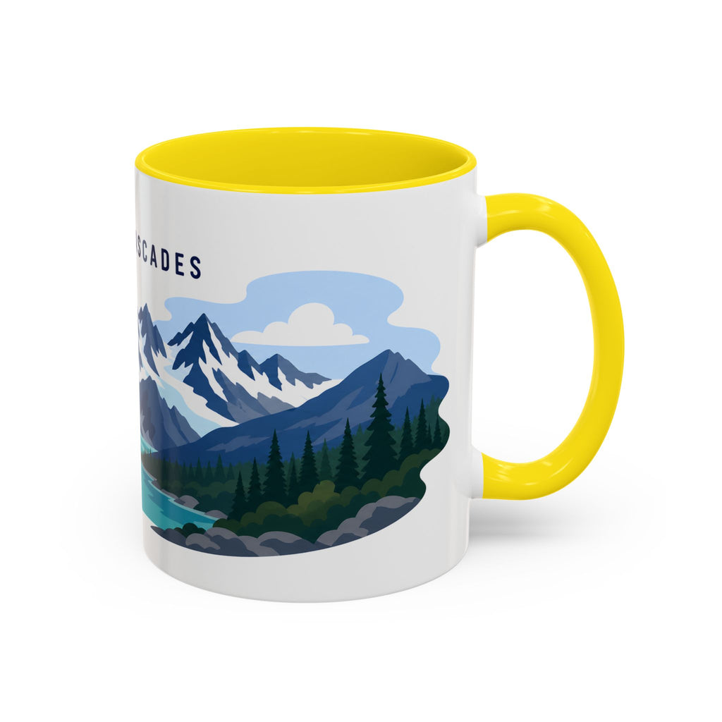 North Cascades National Park Coffee Mug | Solid Color Block Park Souvenir | 11oz 15oz Accent Mug