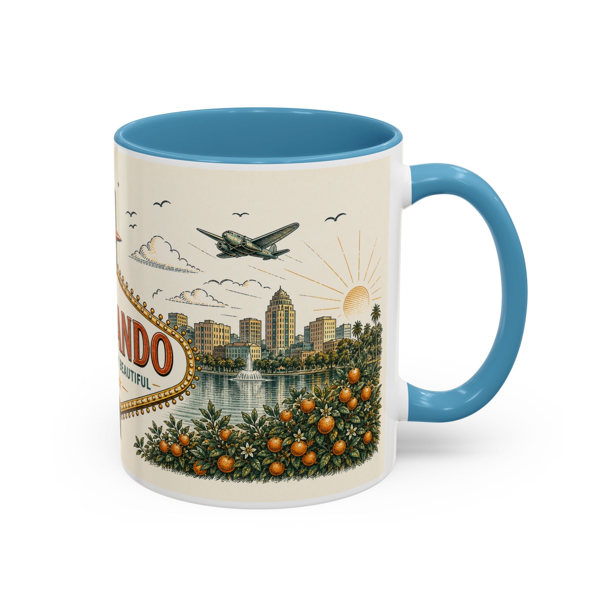 Orlando Coffee Mug | United States Travel Souvenir | Vintage Illustrated City Gift | 11 oz 15 oz Accent Mug