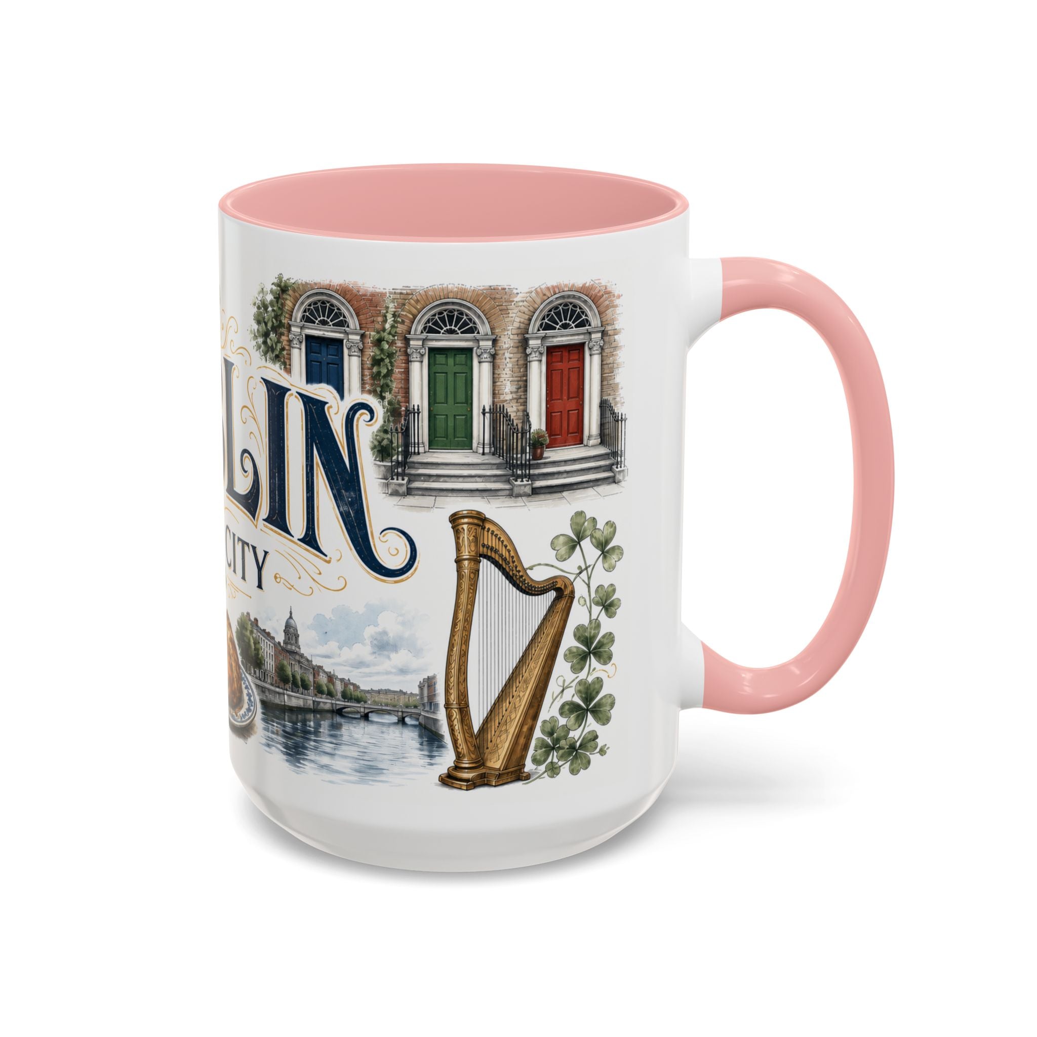 Dublin Coffee Mug | Ireland Travel Souvenir | Vintage Illustrated City Gift | 11 oz 15 oz Accent Mug