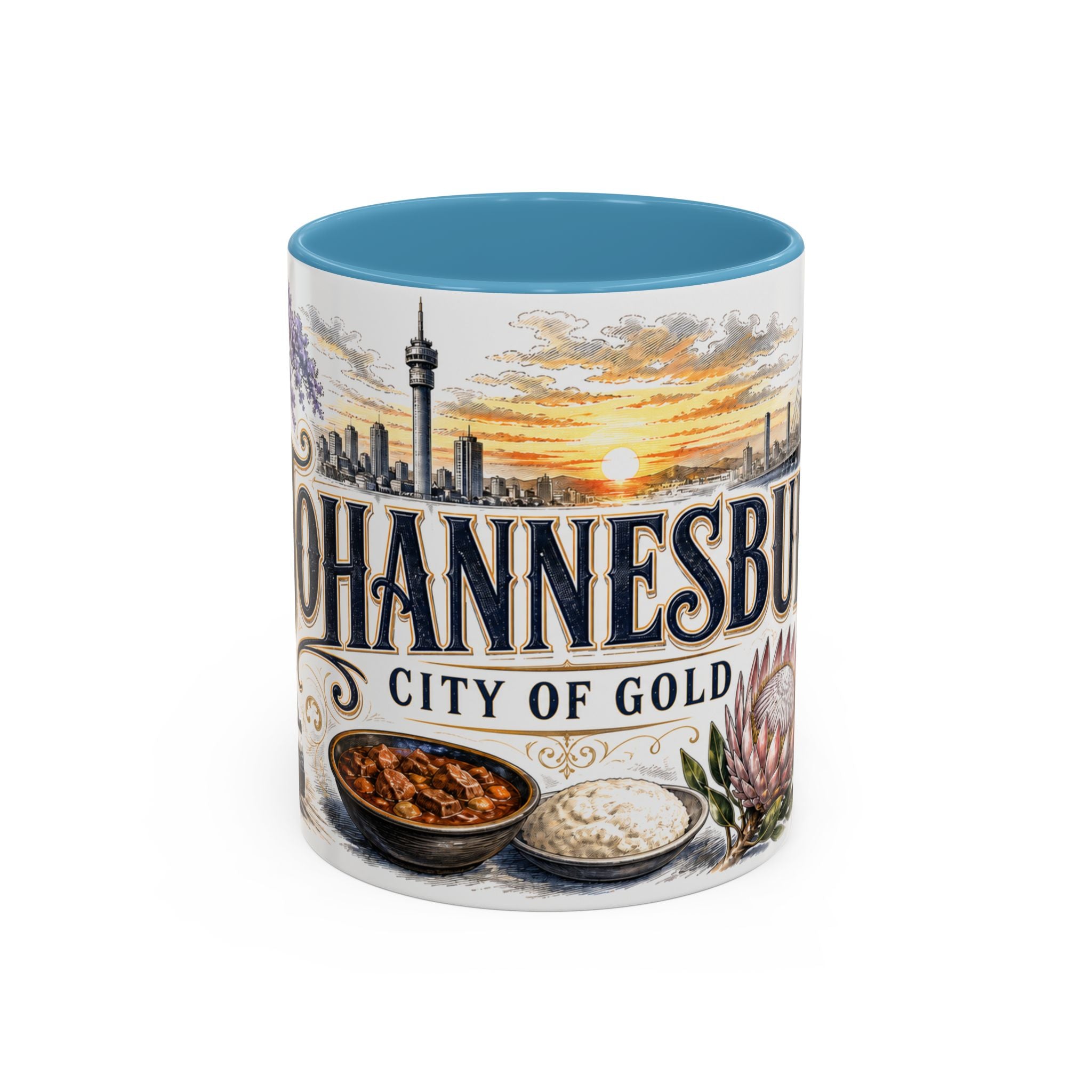 Johannesburg Coffee Mug | South Africa Travel Souvenir | Vintage Illustrated City Gift | 11 oz 15 oz Accent Mug