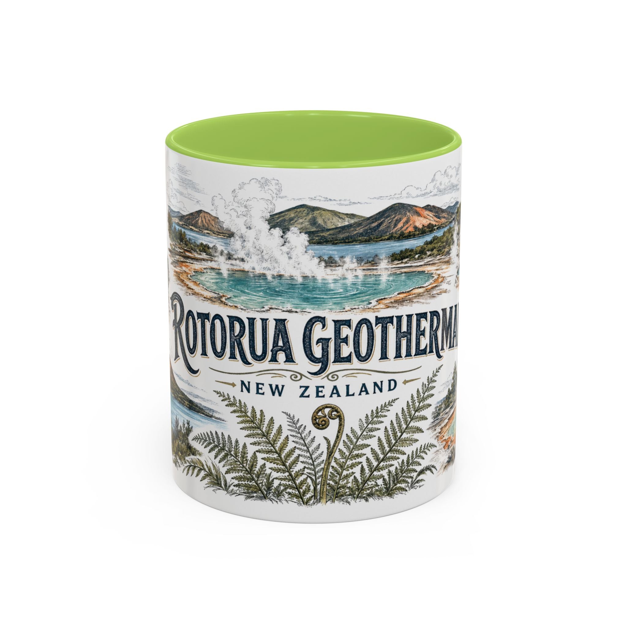 Rotorua Geothermal Mug, New Zealand Travel Souvenir, Bucket List Gift, Accent Ceramic Coffee Mug 11oz 15oz