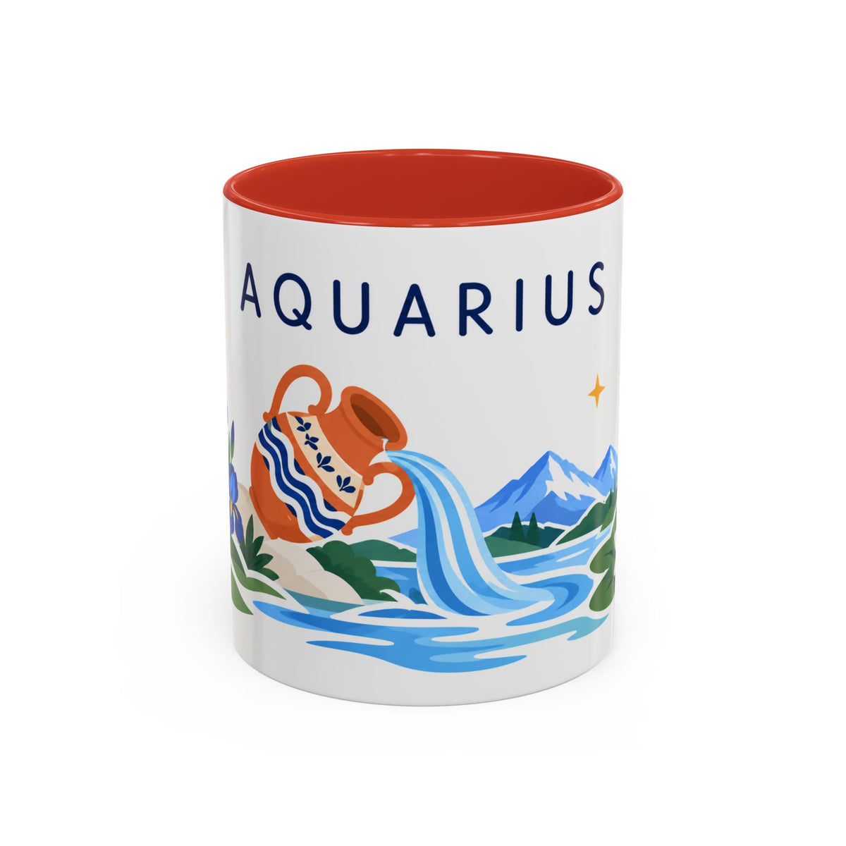 Aquarius Zodiac Coffee Mug | Water Bearer Design | Astrology Birthday Gift | 11 oz 15 oz Ceramic Accent Mug