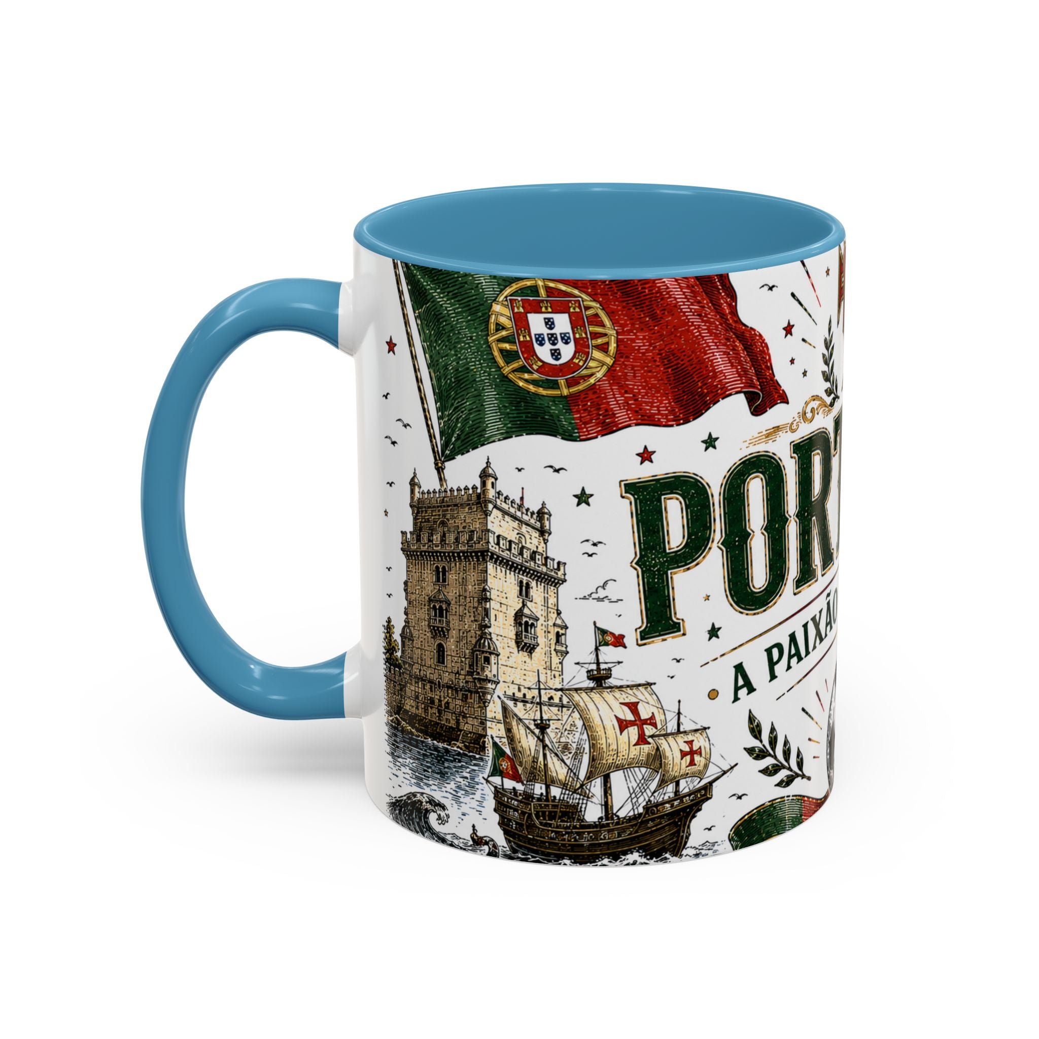 Portugal Soccer Coffee Mug | World Cup Fan Gift | Accent Color Ceramic 11oz 15oz Match Day Cup