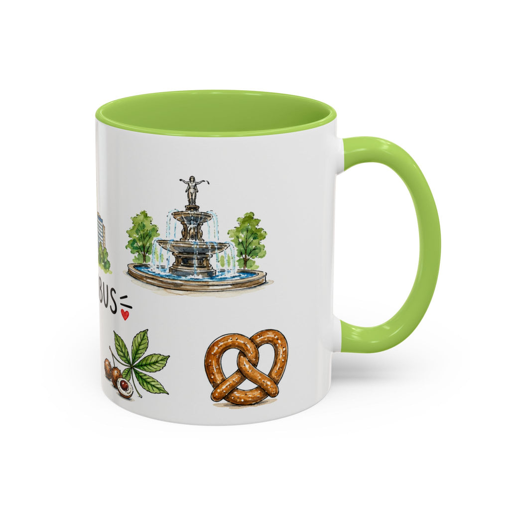 Columbus Illustrated Travel Mug | City Souvenir Accent Coffee Mug | 11oz 15oz Ceramic Cup