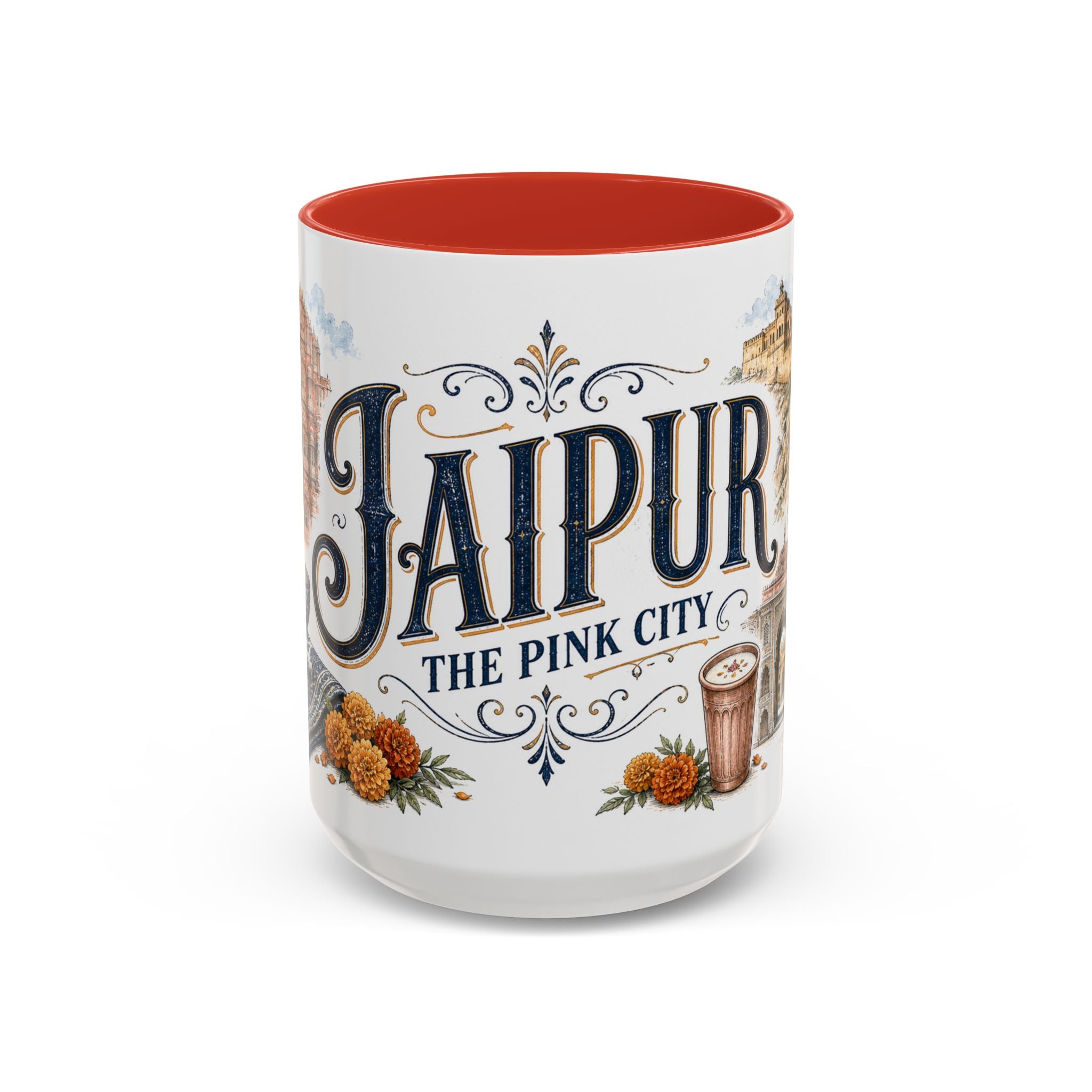 Jaipur Coffee Mug | India Travel Souvenir | Vintage Illustrated City Gift | 11 oz 15 oz Accent Mug