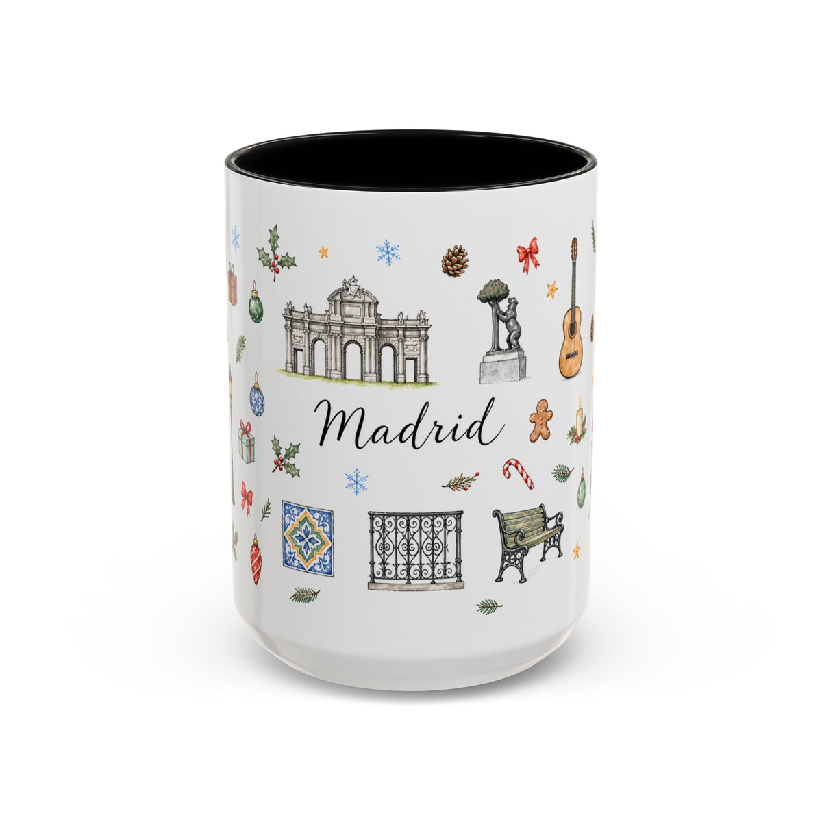 Madrid Christmas Mug | Watercolor City Souvenir, Travel Memories, Ceramic Coffee Cup