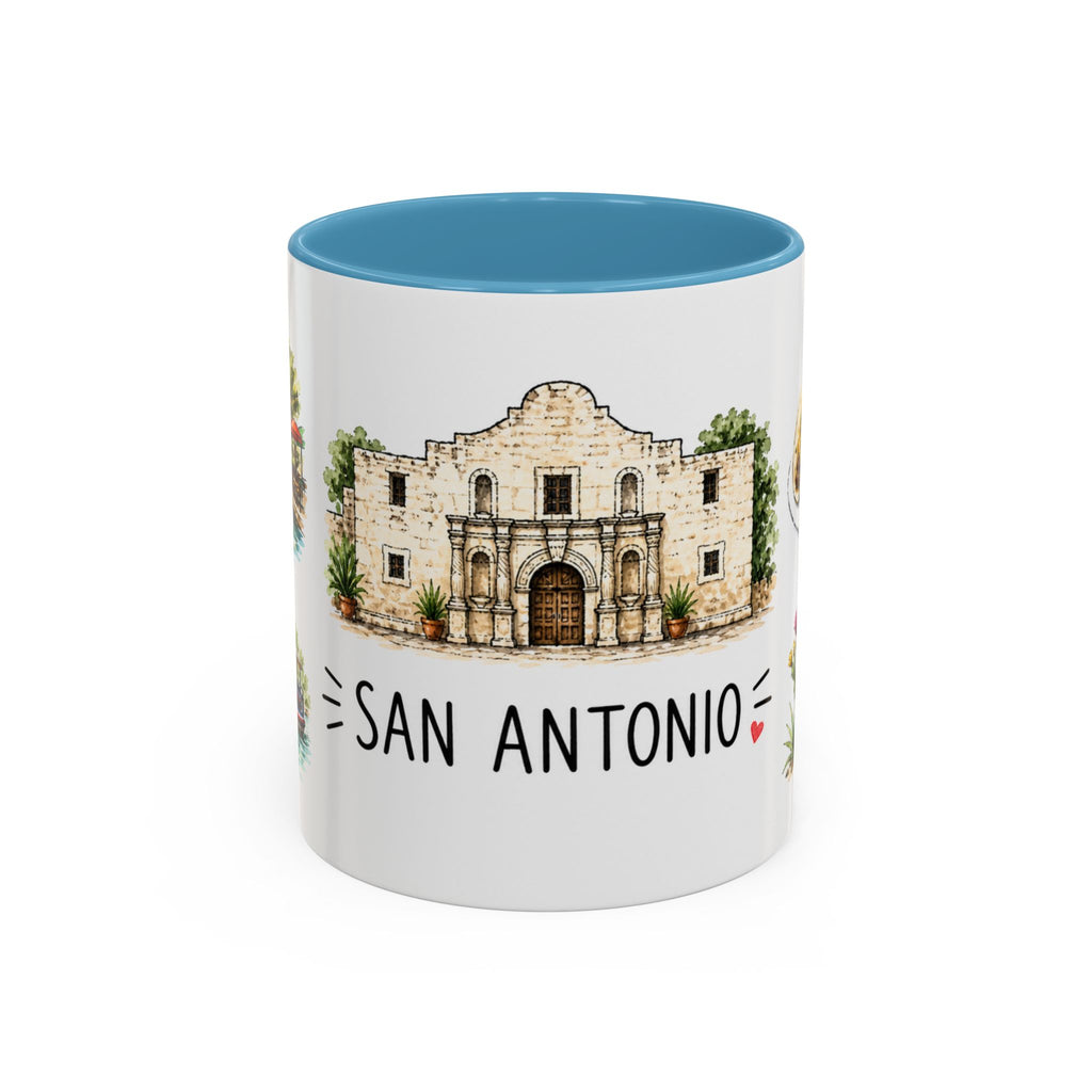 San Antonio Illustrated Travel Mug | City Souvenir Accent Coffee Mug | 11oz 15oz Ceramic Cup