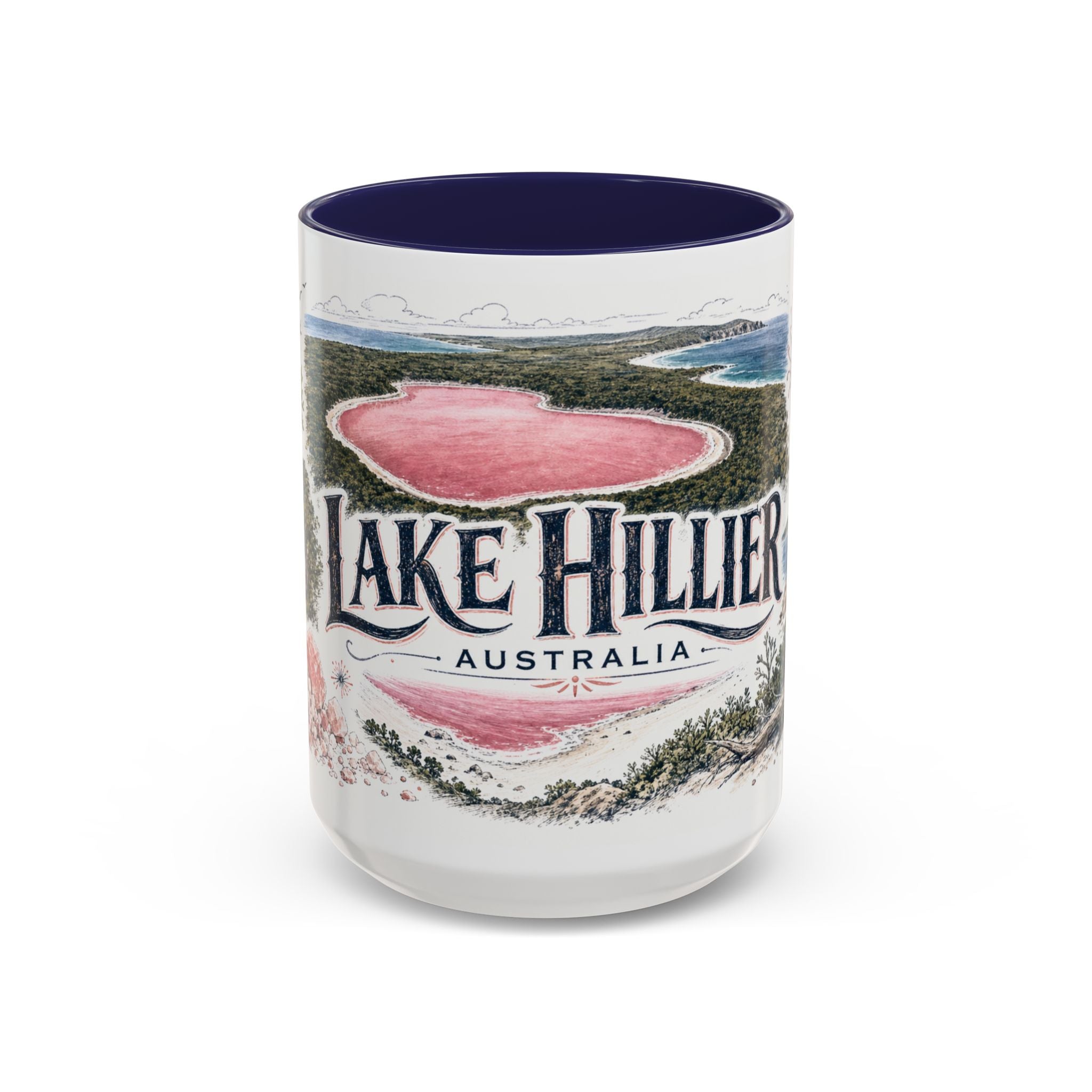 Lake Hillier Mug, Australia Travel Souvenir, Bucket List Gift, Accent Ceramic Coffee Mug 11oz 15oz