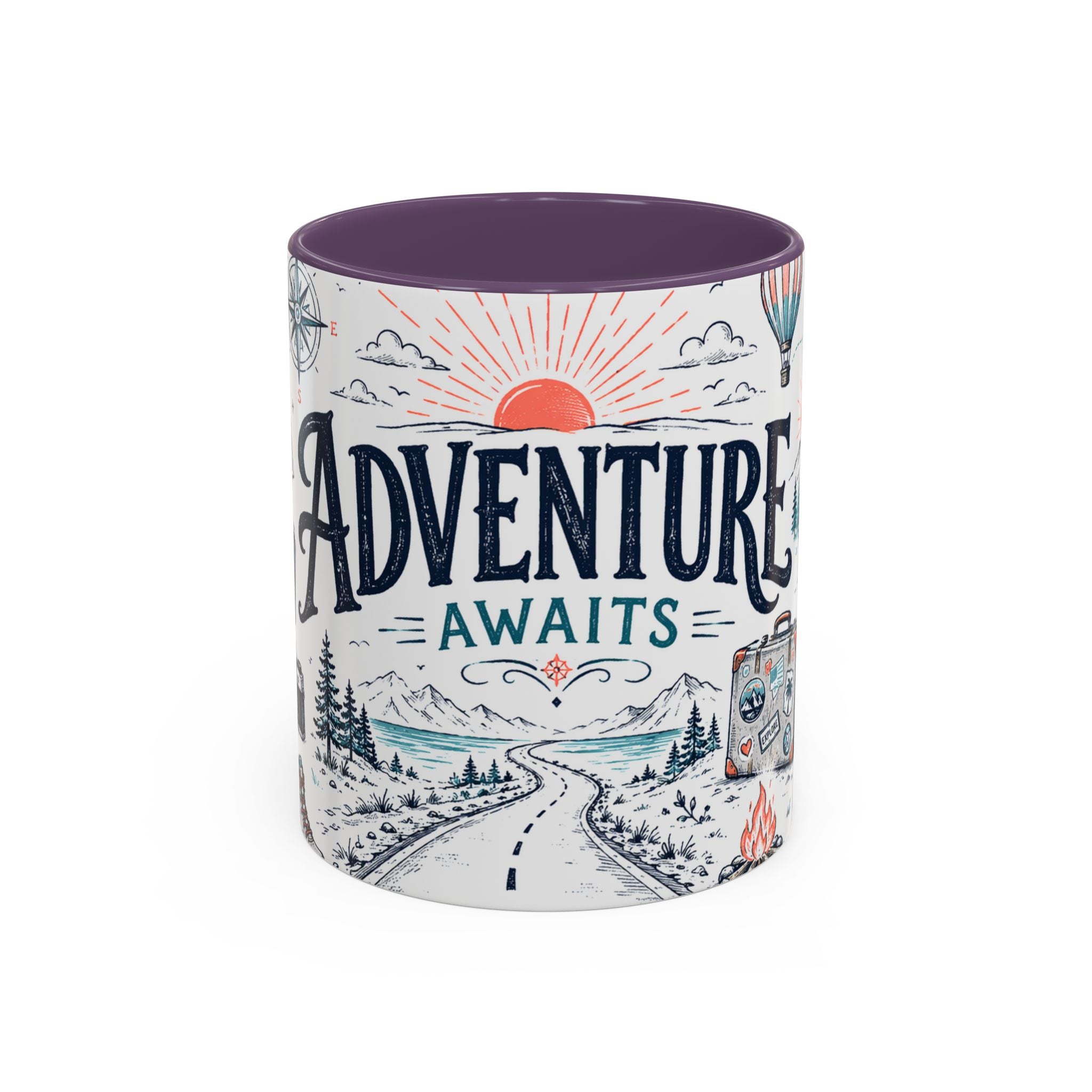 Adventure Awaits Coffee Mug | Class of 2026 Graduation Gift | Accent Color Ceramic 11oz 15oz