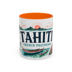 Tahiti Coffee Mug | Travel Destination Souvenir Gift | Accent Color Ceramic 11oz 15oz