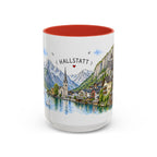 Hallstatt Illustrated Travel Mug | Austria Souvenir Accent Coffee Mug | 11oz 15oz Ceramic Cup
