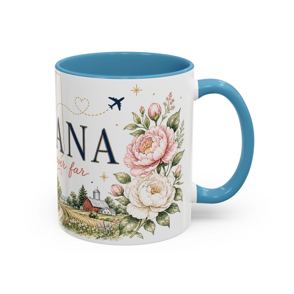 Indiana State Mug | Moving Away, Long Distance Friendship Gift | Botanical Map Accent Cup