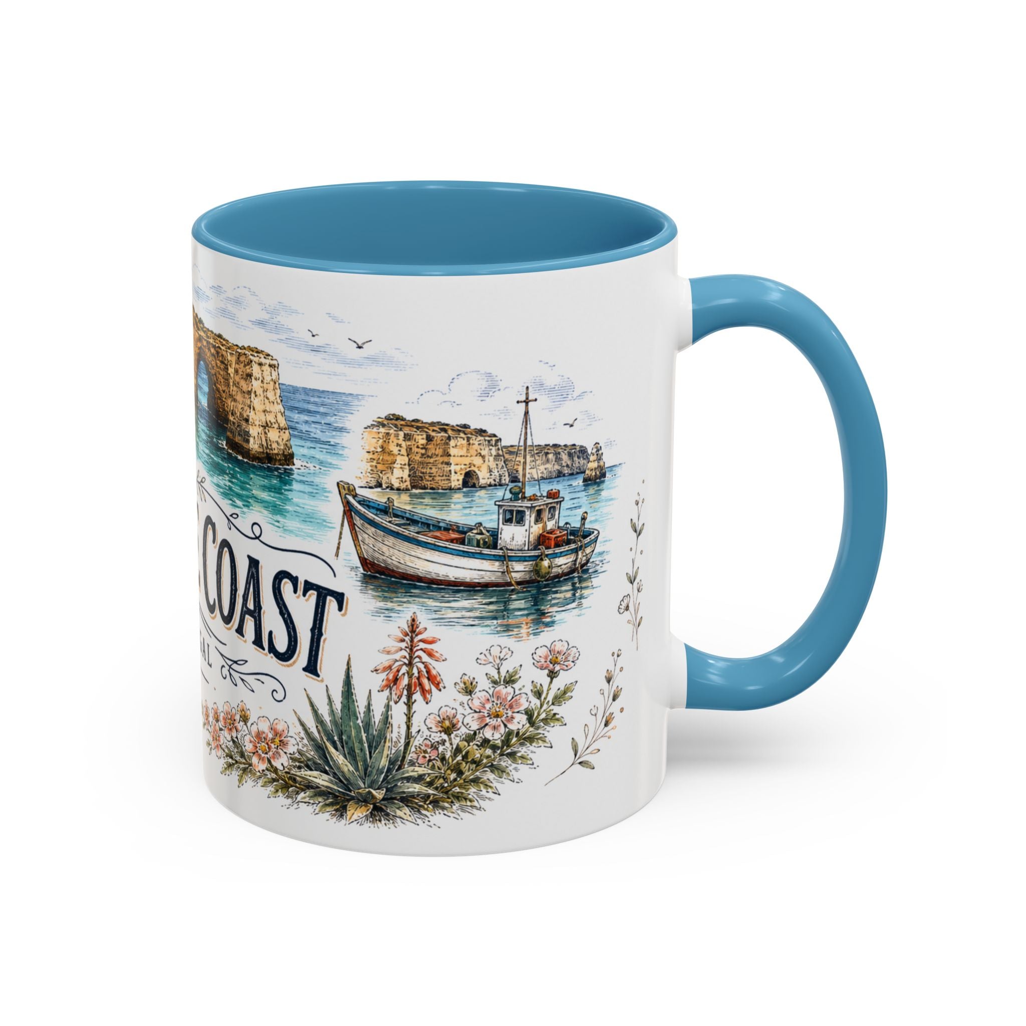 Algarve Coast Mug, Portugal Travel Souvenir, Bucket List Gift, Accent Ceramic Coffee Mug 11oz 15oz