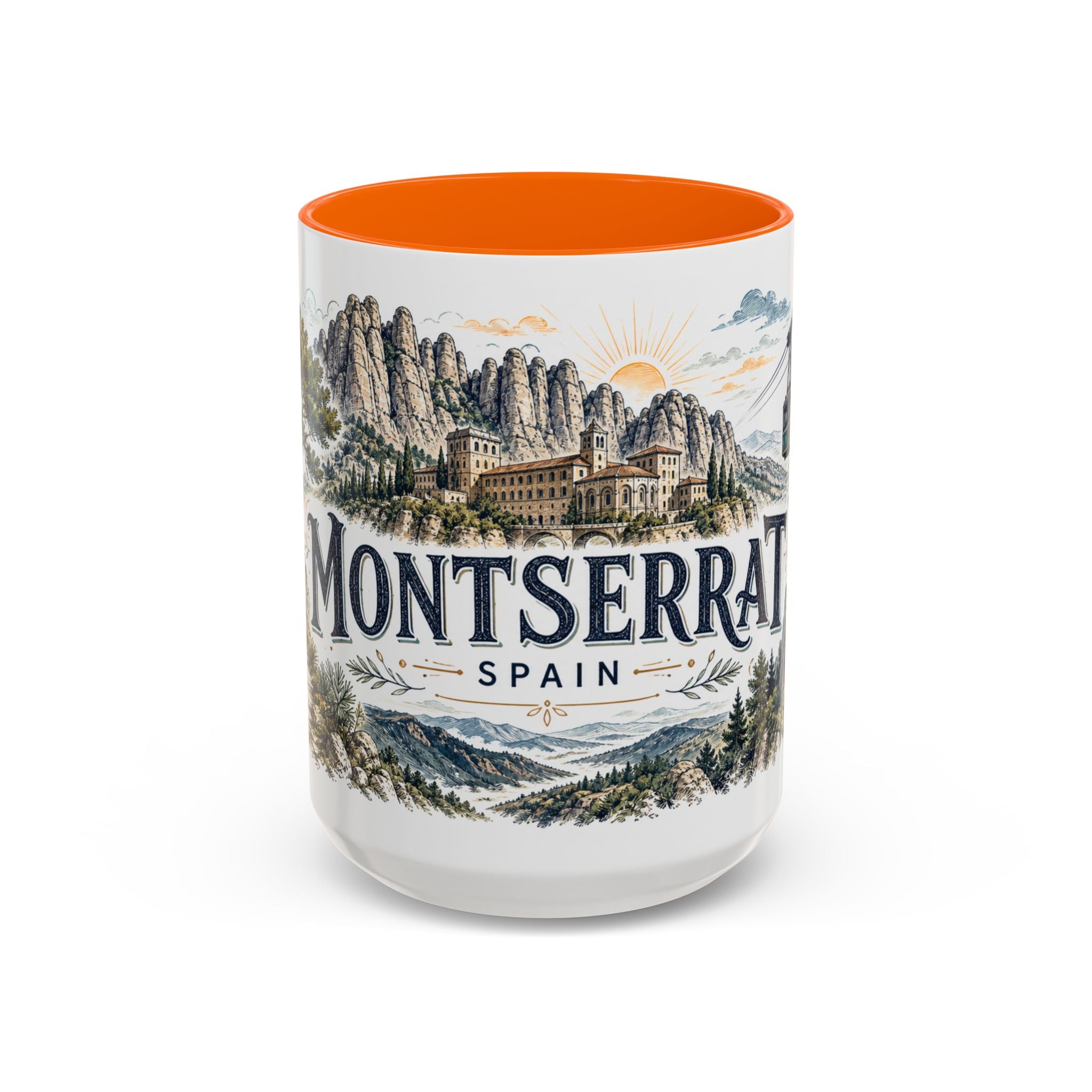 Montserrat Mug, Spain Travel Souvenir, Bucket List Gift, Accent Ceramic Coffee Mug 11oz 15oz