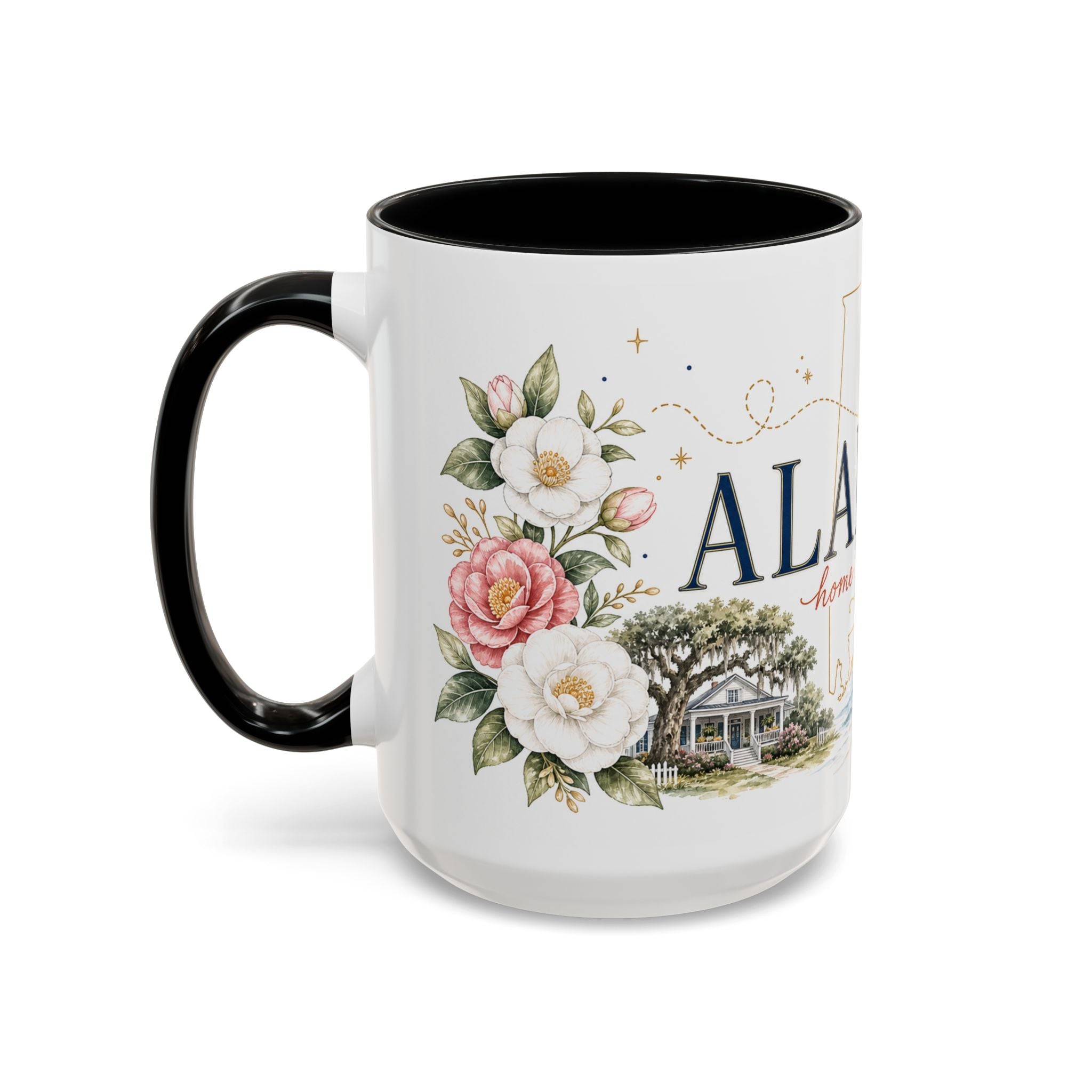 Alabama State Map Mug | Coastal Scenery, Botanical Accents, Homesick Gift