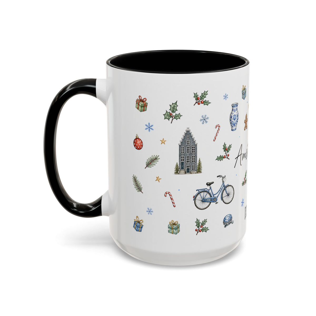 Amsterdam Christmas Watercolor Mug | Festive City Souvenir Coffee Cup